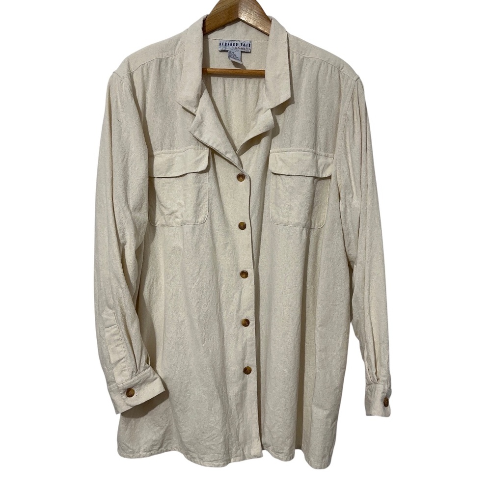 Bedford Fair Lifestyles Womens Silk Shirt Vintage Plus Size 3X Spring Casual